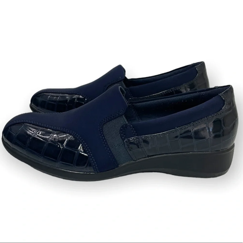 Clarks Comfort Slip On Gael Beam Loafers Navy Blue Size 8.5